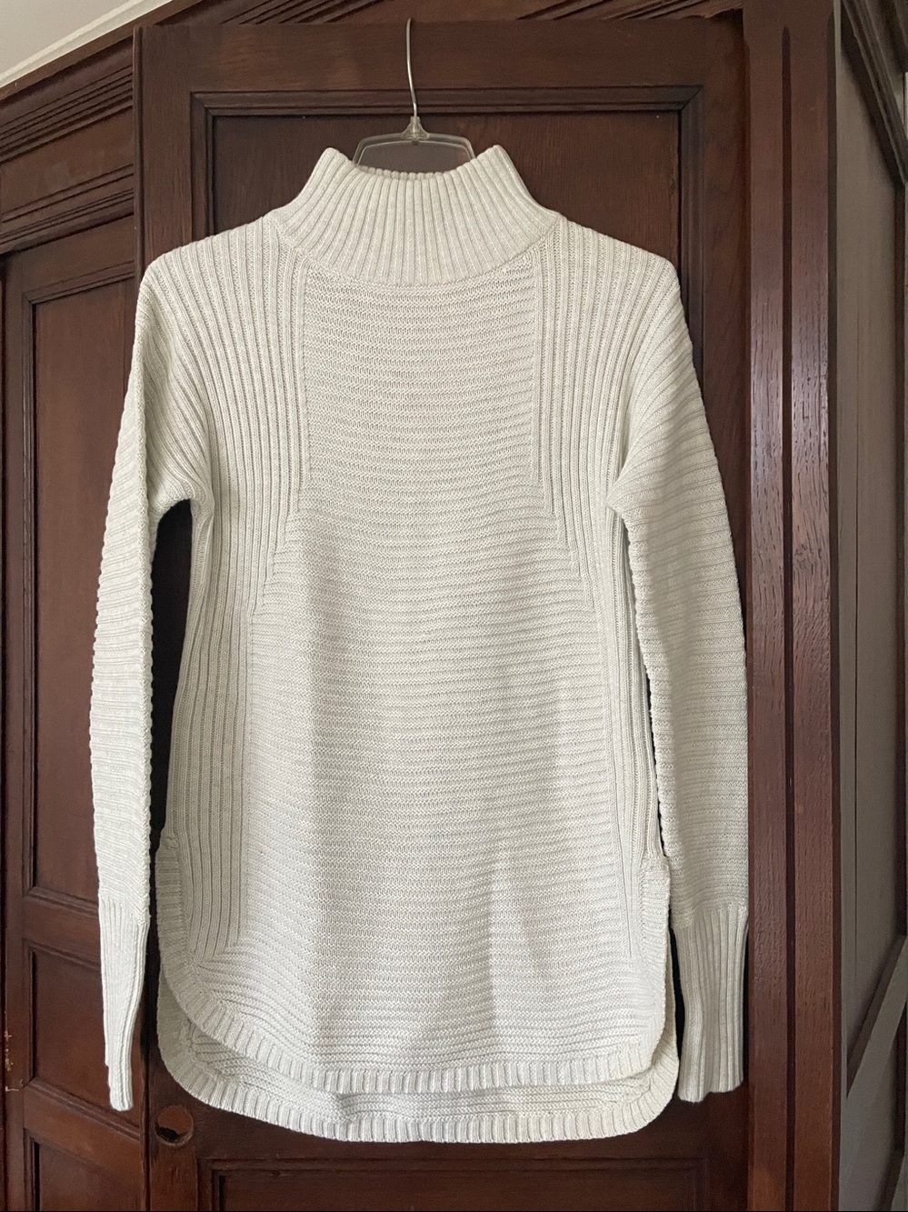 DAKINI Winter White Cotton Ribbed Funnel Neck Turtleneck Sweater NWOT